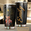 Camellia Personalized Black Women Stainless Steel Tumbler - Double-Walled Insulation Vacumm Flask - Gift For Black Queen, International Women's Day, Hippie Girls 16