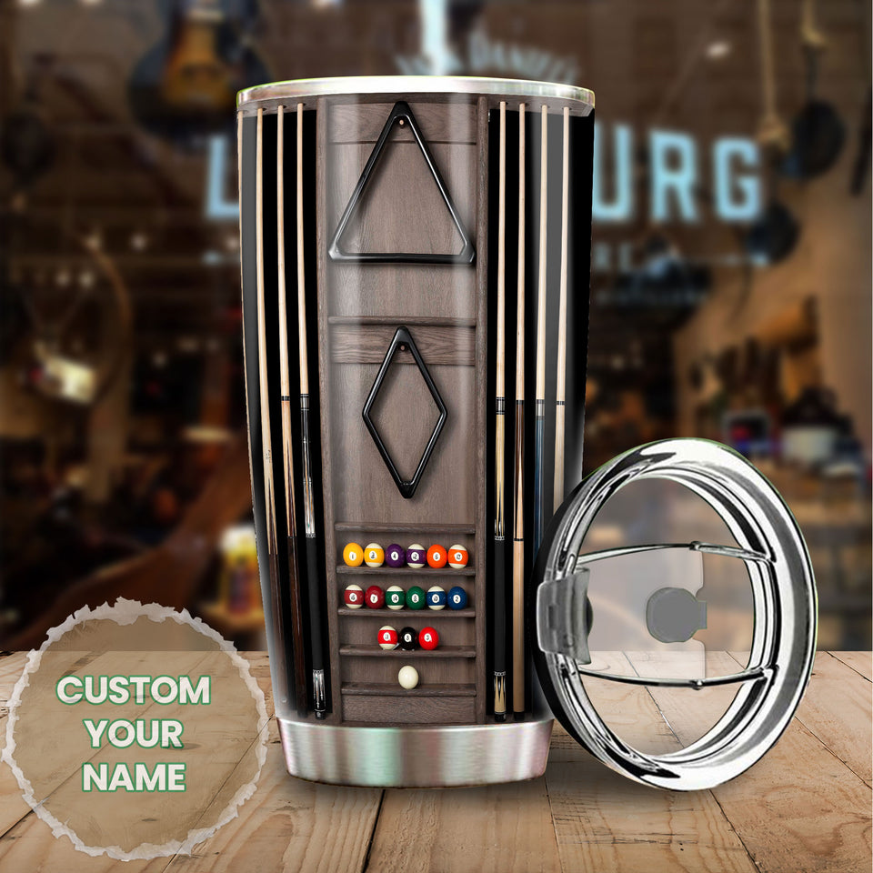 Camellia Personalized Pool Table Billiard Stainless Steel Tumbler-Double-Walled Insulated Gift For Golf Player 02