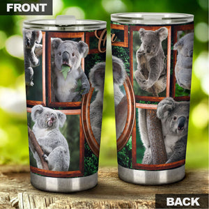 Camellia Personalized Cute Koala In Frame Stainless Steel Tumbler-Double-Walled Insulation Cup With Lid Gift For Animal Lover Koala Lover 02