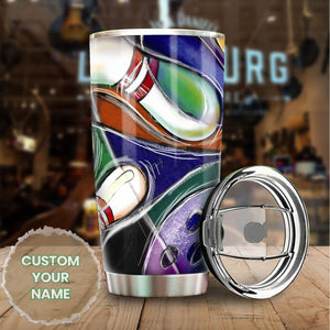 Camellia Personalized Bowling Painting Stainless Steel Tumbler - Double-Walled Insulation Vacumm Flask - Gift For Bowling Lovers, National Bowling Day 8th August