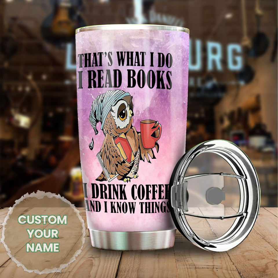 Camellia Personalized That's What I Do I Read Books Stainless Steel Tumbler - Double-Walled Insulation Vacumm Flask - Gift For Book Lovers, Nerd, International Book Day