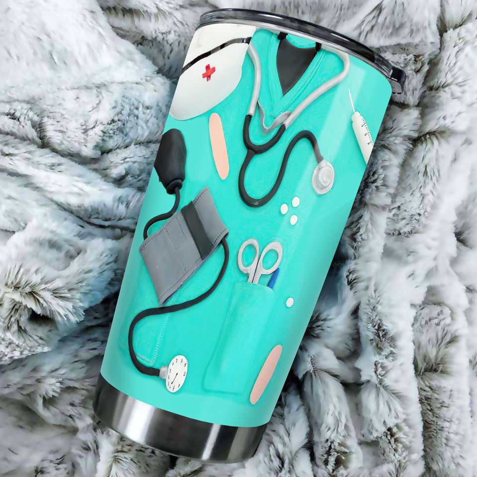 Camellia Personalized Nurse This Per Hero Wears Scrubs Stainless Steel Tumbler - Double-Walled Insulation Vacumm Flask - Gift For Nurse, Christmas Gift, International Nurses Day