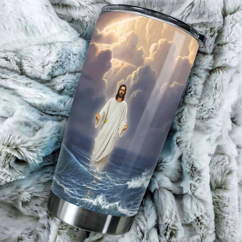 Camellia Personalized Jesus Faith Let Your Faith Be Bigger Than Your Fear Stainless Steel Tumbler-Double-Walled Insulation Travel Cup With Lid 02