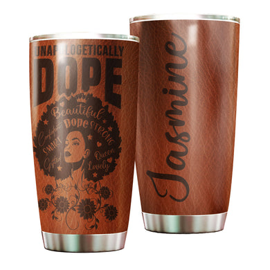 Camellia Personalized Black Queen Unapologetically Dope Stainless Steel Tumbler - Customized Double-Walled Insulation Travel Thermal Cup With Lid