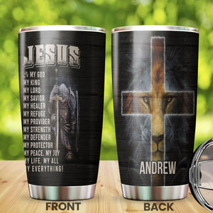 Camellia Persionalized 3D Jesus My Everything Stainless Steel Tumbler - Customized Double - Walled Insulation Thermal Cup With Lid Gift For Christian