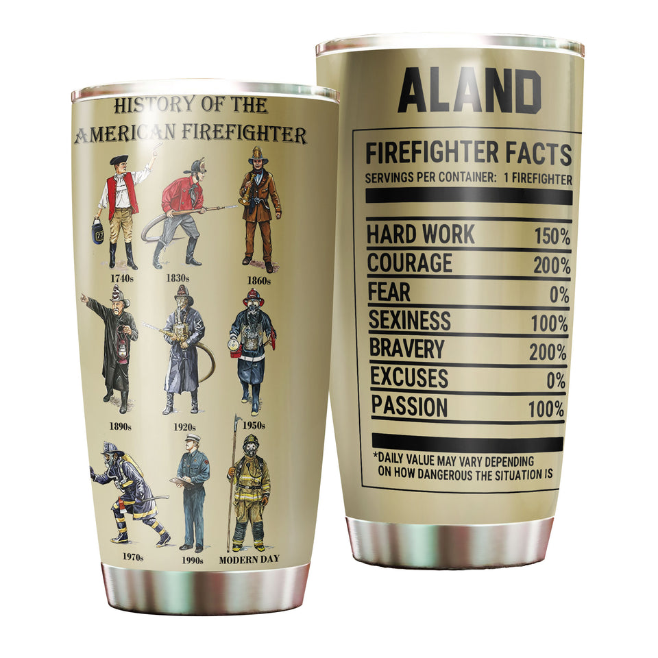 Camellia Personalized History Of American Firefighter  Stainless Steel Tumbler-Double-Walled Insulation Gift For American Firefighter American Fireman