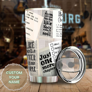 Camellia Personalized Just One More Chapter Stainless Steel Tumbler - Double-Walled Insulation Vacumm Flask - Gift For Book Lovers, Nerd, International Book Day