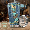 Camellia Personalized Butterfly Mosaic Art Stainless Steel Tumbler - Double-Walled Insulation Vacumm Flask - For Thanksgiving, Memorial Day, Christians, Christmas Gift