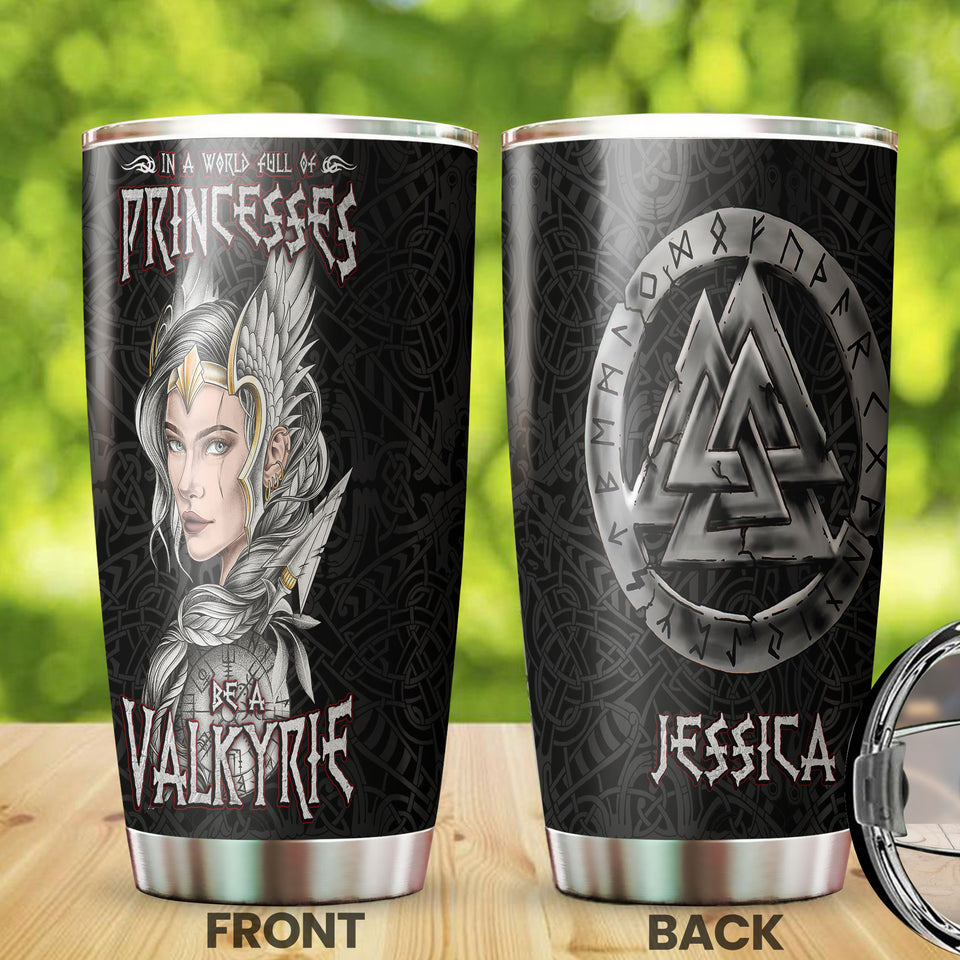 Camellia Personalized Be A Valkyrie Stainless Steel Tumbler - Double-Walled Insulation Vacumm Flask - Gift For Myth Lovers, Valkyrie Fans