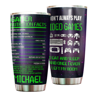 Camellia Personalized Gamer Nutrition Facts  Stainless Steel Tumbler-Thermal Flask Travel Therma Cup With Lid Gift For Gamer 01