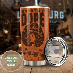 Camellia Personalized Black Queen Unapologetically Dope Stainless Steel Tumbler - Customized Double-Walled Insulation Travel Thermal Cup With Lid