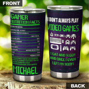 Camellia Personalized Gamer Nutrition Facts  Stainless Steel Tumbler-Thermal Flask Travel Therma Cup With Lid Gift For Gamer 01