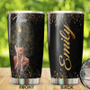 Camellia Personalized Black Women Stainless Steel Tumbler - Double-Walled Insulation Vacumm Flask - Gift For Black Queen, International Women's Day, Hippie Girls 16