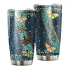 Camellia Personalized Butterfly Mosaic Art Stainless Steel Tumbler - Double-Walled Insulation Vacumm Flask - For Thanksgiving, Memorial Day, Christians, Christmas Gift