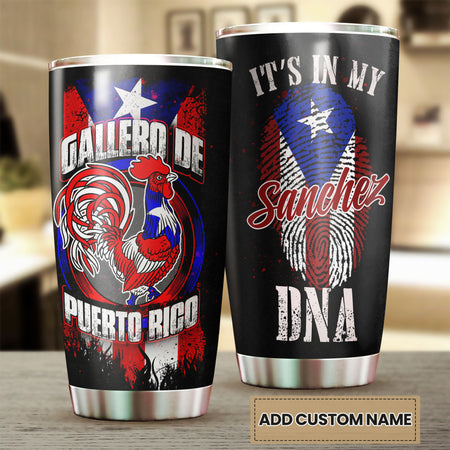 Camellia Personalized Chicken Gallero De Puerto Rigo Its In My DNA Stainless Steel Tumbler - Customized Double-Walled Insulation Travel Thermal Cup With Lid