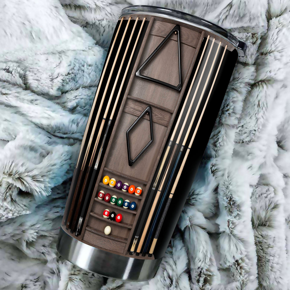 Camellia Personalized Pool Table Billiard Stainless Steel Tumbler-Double-Walled Insulated Gift For Golf Player 02