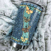 Camellia Personalized Butterfly Mosaic Art Stainless Steel Tumbler - Double-Walled Insulation Vacumm Flask - For Thanksgiving, Memorial Day, Christians, Christmas Gift