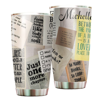 Camellia Personalized Just One More Chapter Stainless Steel Tumbler - Double-Walled Insulation Vacumm Flask - Gift For Book Lovers, Nerd, International Book Day