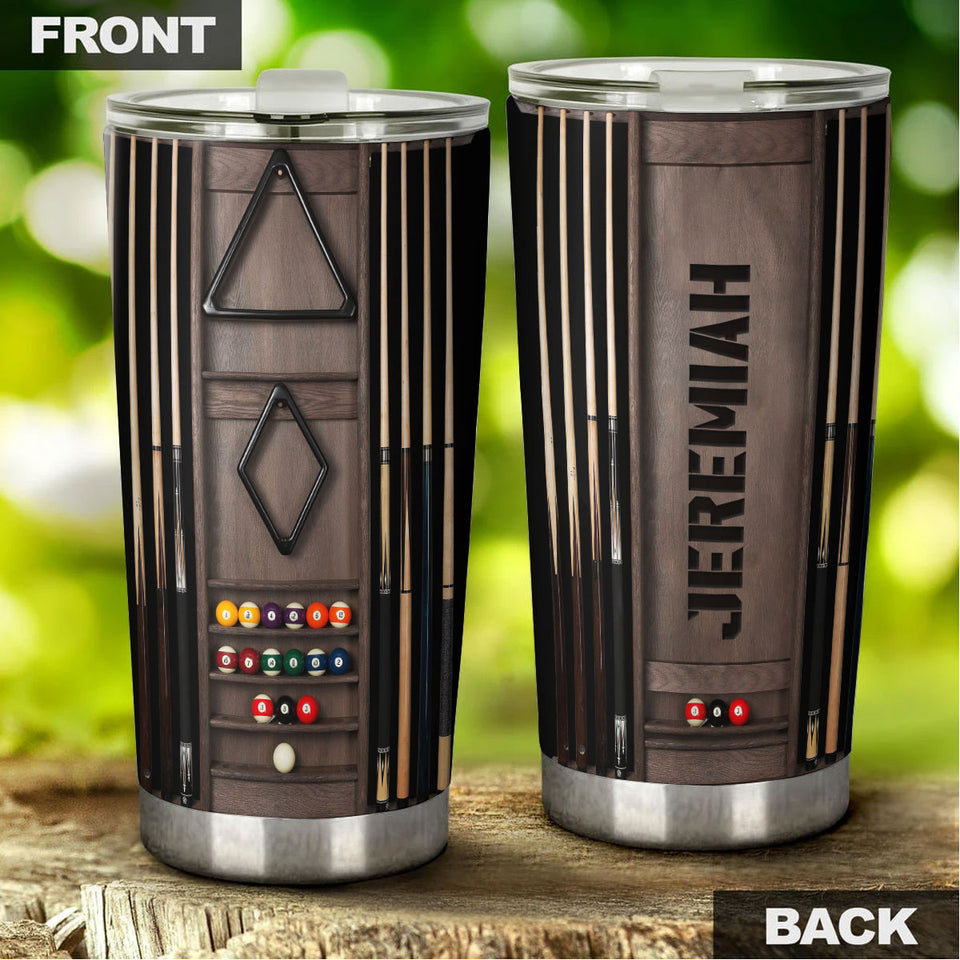 Camellia Personalized Pool Table Billiard Stainless Steel Tumbler-Double-Walled Insulated Gift For Golf Player 02