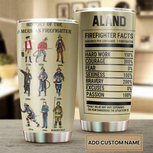 Camellia Personalized History Of American Firefighter  Stainless Steel Tumbler-Double-Walled Insulation Gift For American Firefighter American Fireman