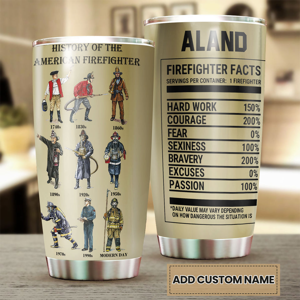 Camellia Personalized History Of American Firefighter  Stainless Steel Tumbler-Double-Walled Insulation Gift For American Firefighter American Fireman