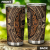 Camellia Personalized Aztec Skull Brone Style Stainless Steel Tumbler - Double-Walled Insulation Vacumm Flask - Gift For Halloween, Spooky Season