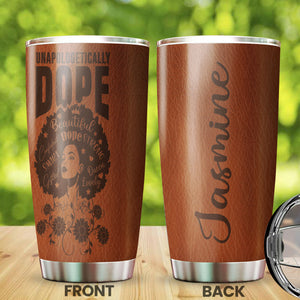 Camellia Personalized Black Queen Unapologetically Dope Stainless Steel Tumbler - Customized Double-Walled Insulation Travel Thermal Cup With Lid