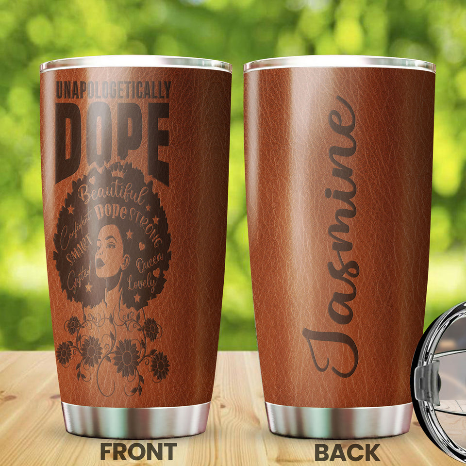 Camellia Personalized Black Queen Unapologetically Dope Stainless Steel Tumbler - Customized Double-Walled Insulation Travel Thermal Cup With Lid