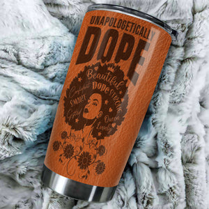 Camellia Personalized Black Queen Unapologetically Dope Stainless Steel Tumbler - Customized Double-Walled Insulation Travel Thermal Cup With Lid