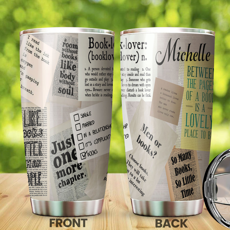 Camellia Personalized Just One More Chapter Stainless Steel Tumbler - Double-Walled Insulation Vacumm Flask - Gift For Book Lovers, Nerd, International Book Day