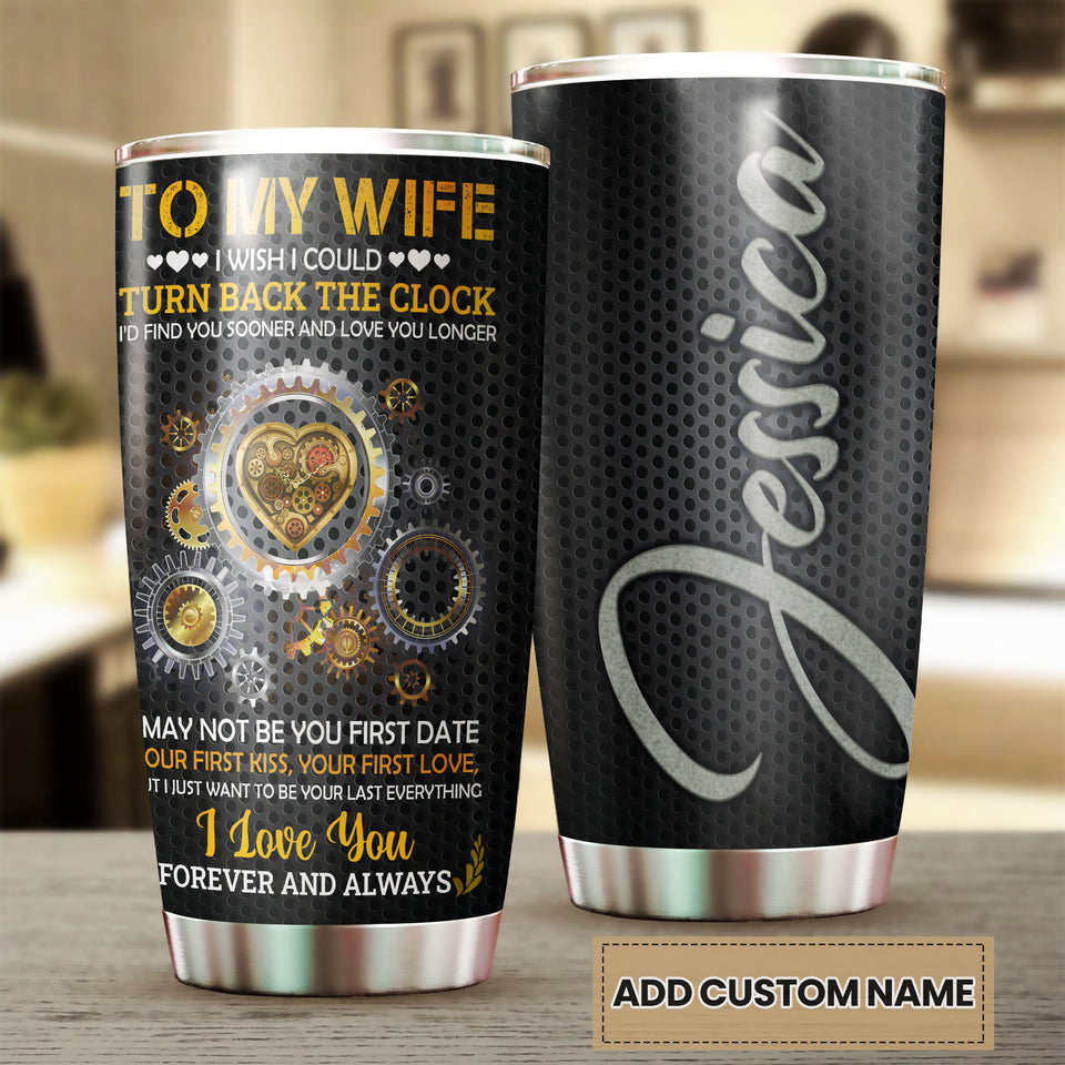 Camellia Personalized Loving Letter From Husband To wife Stainless Steel Tumbler-Sweat-Proof Double Wall Cup With Lid Gift For Anniversary Valentine's Day