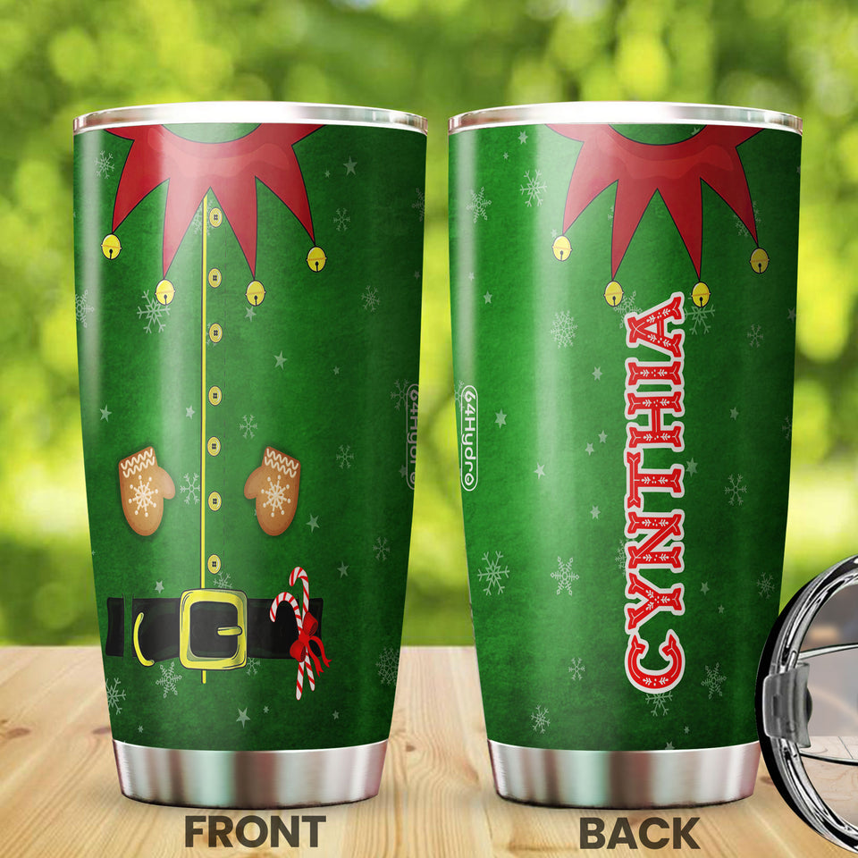 Camellia Personalized Christmas Clothes Stainless Steel Tumbler - Customized Double-Walled Insulation Travel Thermal Cup With Lid