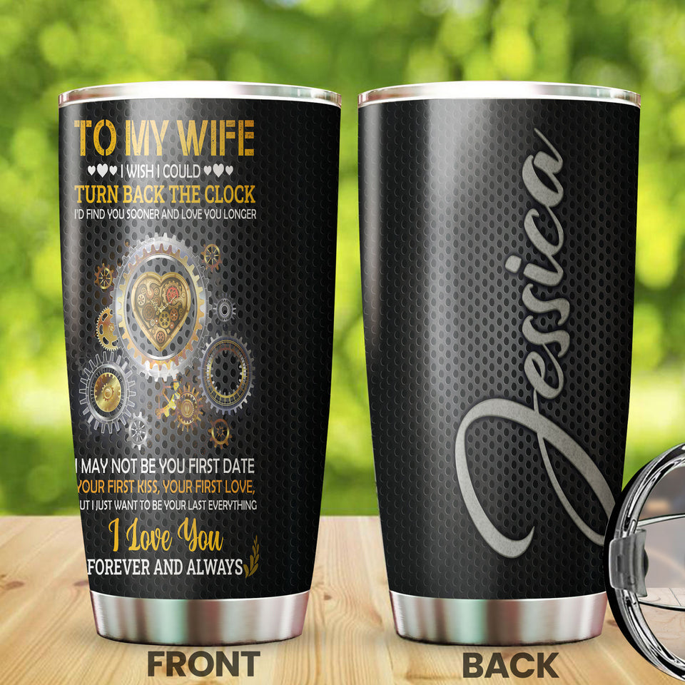 Camellia Personalized Loving Letter From Husband To wife Stainless Steel Tumbler-Sweat-Proof Double Wall Cup With Lid Gift For Anniversary Valentine's Day