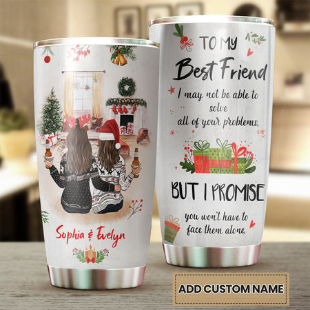 Camellia Personalized Best Friend In Christmas Stainless Steel Tumbler - Double-Walled Insulation Vacumm Flask - Gift For Christmas, Thanksgiving