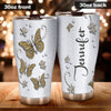 Camellia Personalized Butterfly Jewelry Metal Style Yellow Stainless Steel Tumbler - Double-Walled Insulation Vacumm Flask - For Thanksgiving, Memorial Day, Christians, Christmas Gift