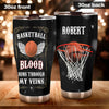 Camellia Persionalized 3D Basketball Blood Runs Through My Veins Stainless Steel Tumbler - Customized Double - Walled Insulation Travel Thermal Cup With Lid Gift For Basketball Player