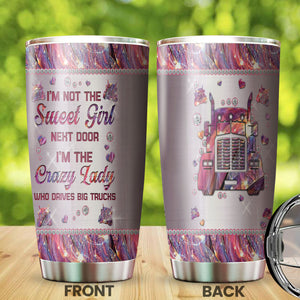 Camellia Personalized I'm Crazy Lady Drives Big Trucks Stainless Steel Tumbler-Double-Walled Insulation Travel Cup With Lid Gift For Lady