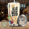 Camellia Personalized 3D Guitar You Hear The Music But You Feel The Bass Stainless Steel Tumbler - Customized Double-Walled Insulation Travel Thermal Cup With Lid Gift For Guitarist