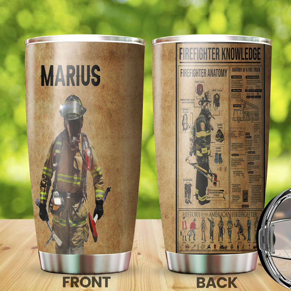 Camellia Personalized Firefighter Knowledge Stainless Steel Tumbler-Double-Walled Insulation Gift For Firefighter Fireman 01