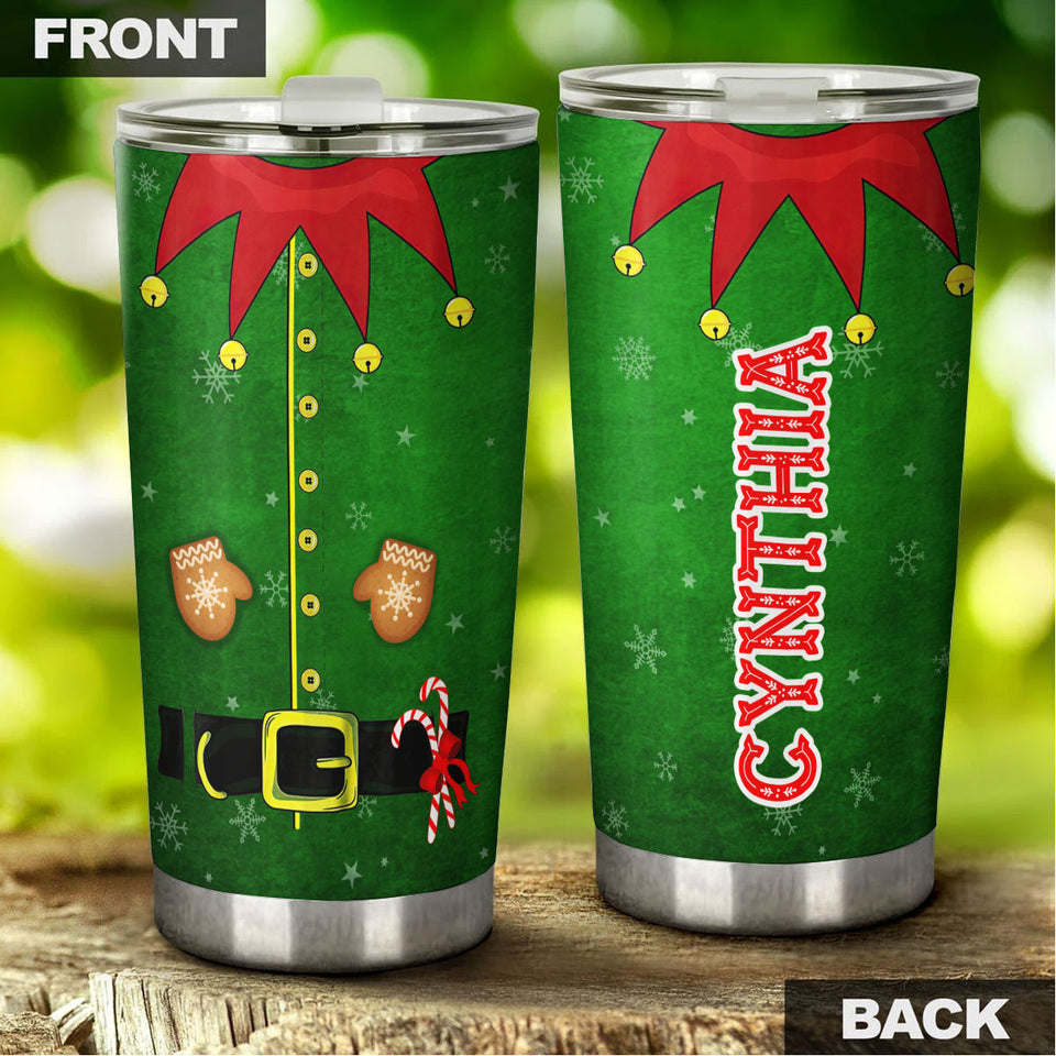Camellia Personalized Christmas Clothes Stainless Steel Tumbler - Customized Double-Walled Insulation Travel Thermal Cup With Lid
