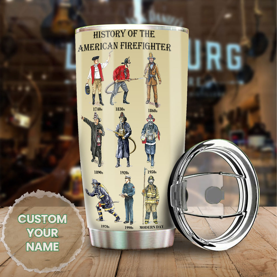 Camellia Personalized History Of American Firefighter  Stainless Steel Tumbler-Double-Walled Insulation Gift For American Firefighter American Fireman