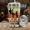 Camellia Personalized 3D Vintage Man Pets Dogs Play Guitar And Know Things Stainless Steel Tumbler - Customized Double-Walled Insulation Thermal Cup With Lid Gift For Guitarist