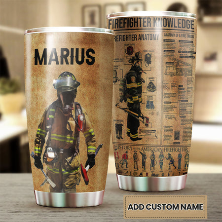 Camellia Personalized Firefighter Knowledge Stainless Steel Tumbler-Double-Walled Insulation Gift For Firefighter Fireman 01