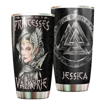 Camellia Personalized Be A Valkyrie Stainless Steel Tumbler - Double-Walled Insulation Vacumm Flask - Gift For Myth Lovers, Valkyrie Fans