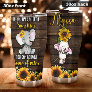 Camellia Personalized Baby Elephant If You Need A Littele Of Sunshine Stainless Steel Tumbler-Thermal Flask Travel Therma Cup With Lid