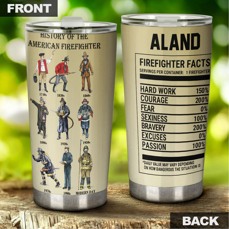 Camellia Personalized History Of American Firefighter  Stainless Steel Tumbler-Double-Walled Insulation Gift For American Firefighter American Fireman