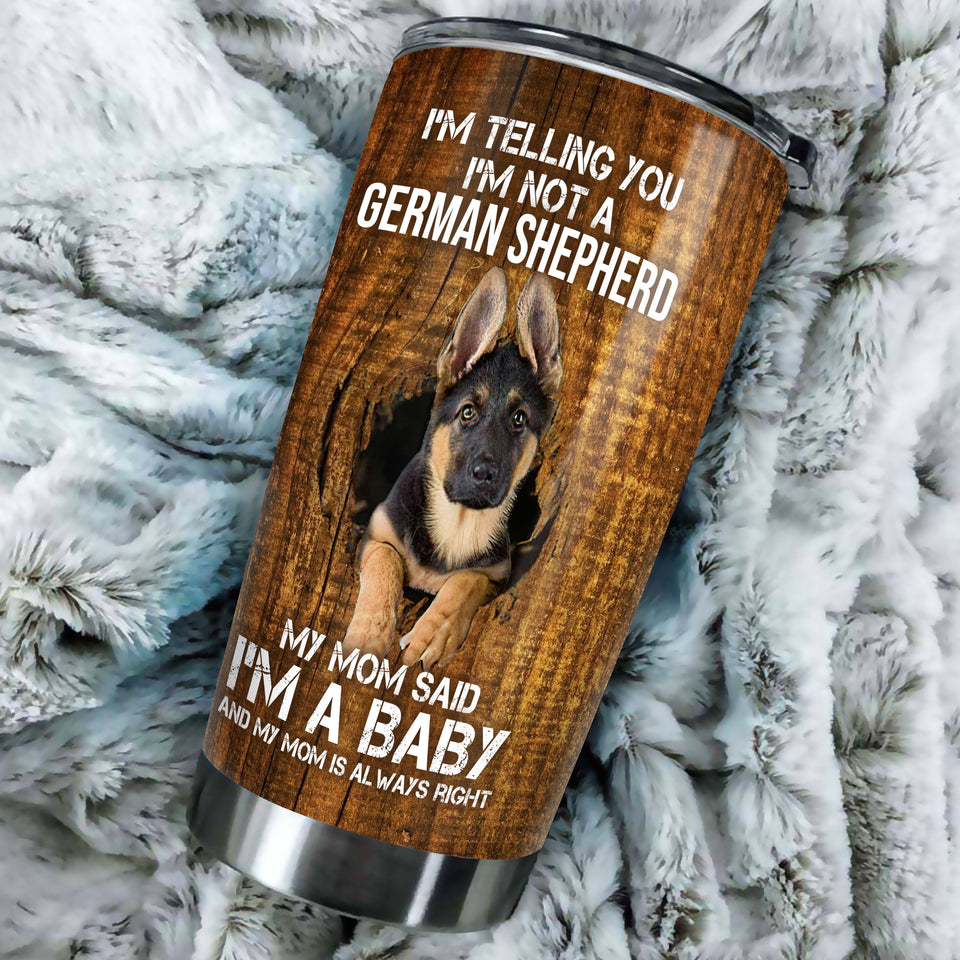 Camellia Persionalized 3D German Shepherd Stainless Steel Tumbler - Customized Double - Walled Insulation Travel Thermal Cup With Lid Gift For Dog Mom