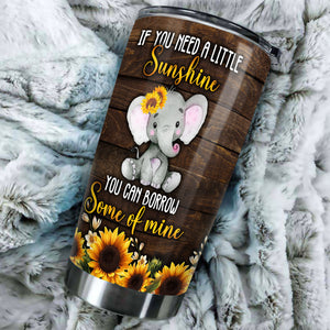 Camellia Personalized Baby Elephant If You Need A Littele Of Sunshine Stainless Steel Tumbler-Thermal Flask Travel Therma Cup With Lid