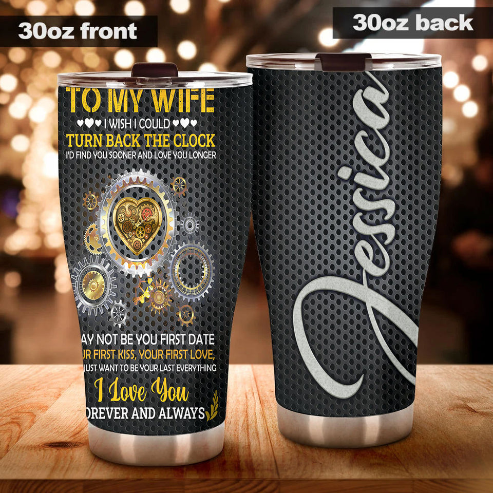 Camellia Personalized Loving Letter From Husband To wife Stainless Steel Tumbler-Sweat-Proof Double Wall Cup With Lid Gift For Anniversary Valentine's Day