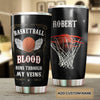 Camellia Persionalized 3D Basketball Blood Runs Through My Veins Stainless Steel Tumbler - Customized Double - Walled Insulation Travel Thermal Cup With Lid Gift For Basketball Player